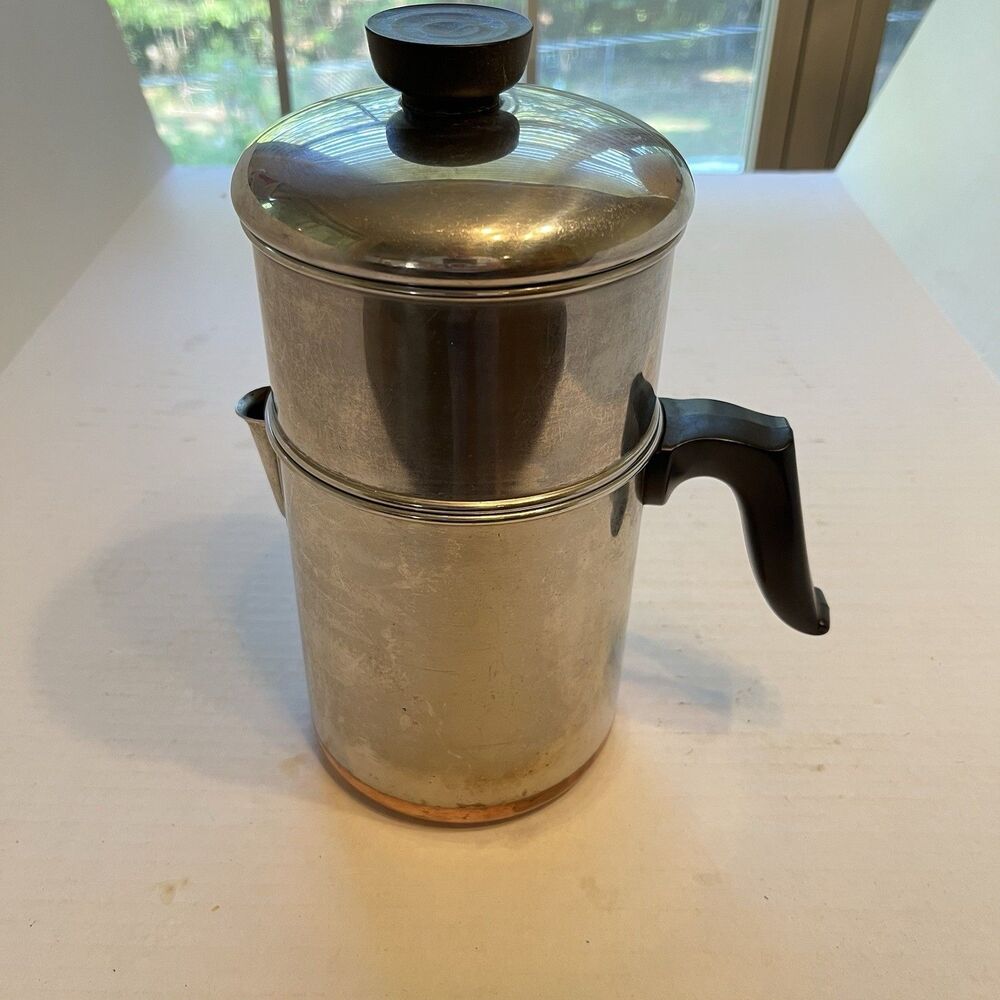 Vintage Revere Ware Double Ring 4 Cup Drip O Later Coffee Pot Complete